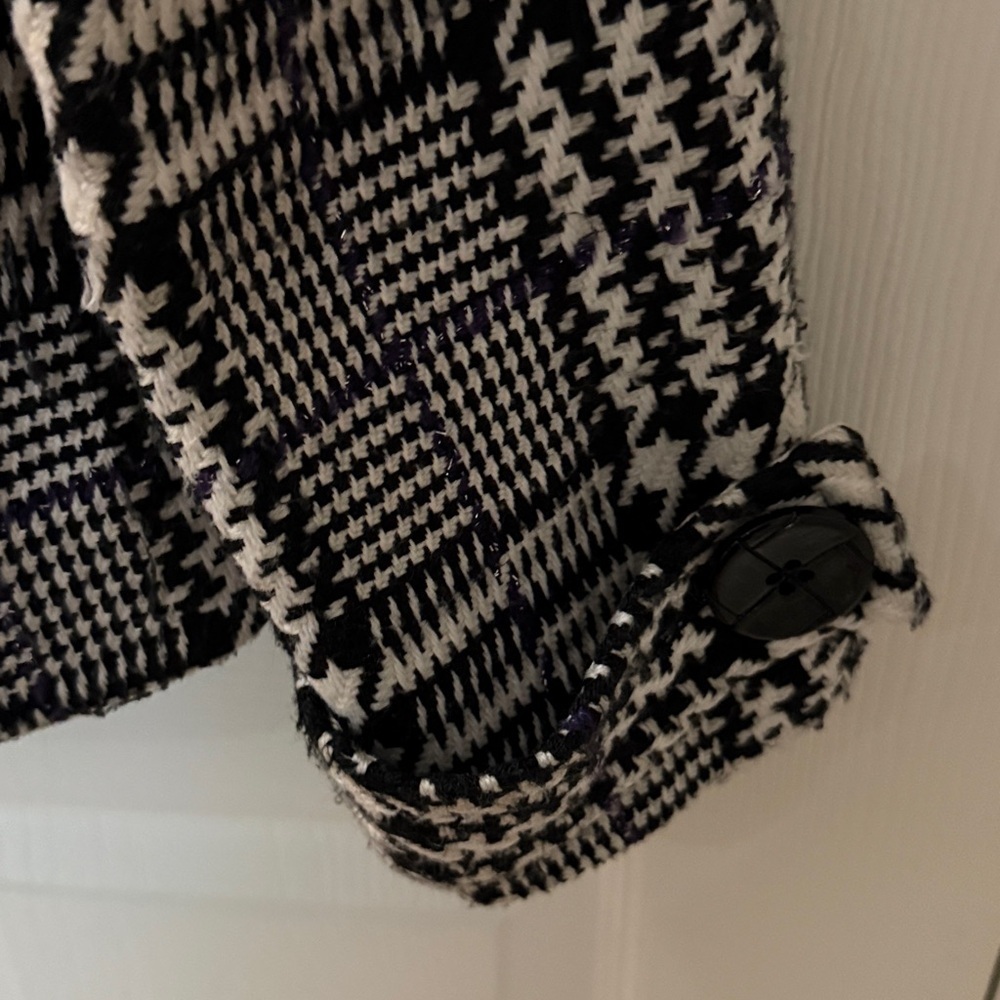 VINTAGE Chico's Black and White Patterned Jacket silver purple size 1 medium - Picture 5 of 6